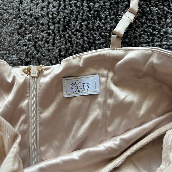 Oh Polly Gold Satin Cupped Slip MIDI Dress - Picture 2 of 3